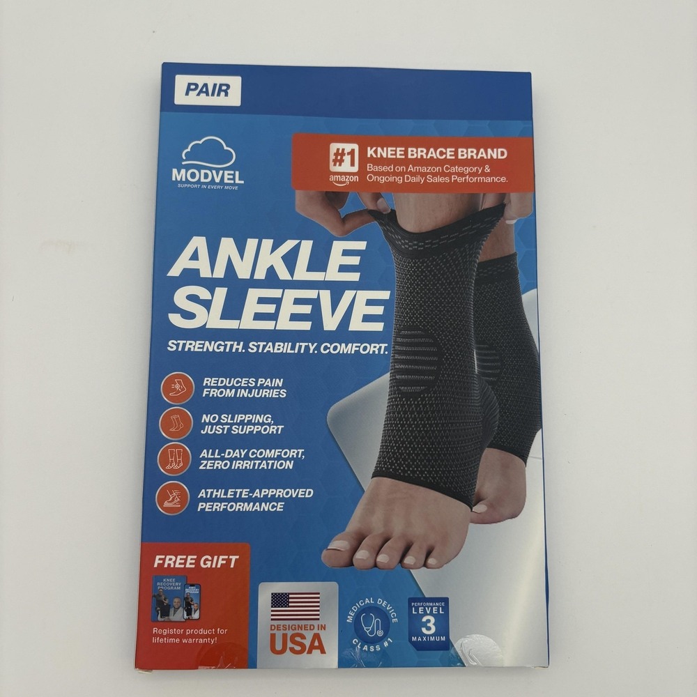 Modvel Ankle Compression Sleeve Pair Size M Leg‎ Support Beige MV-151-M-SKIN New